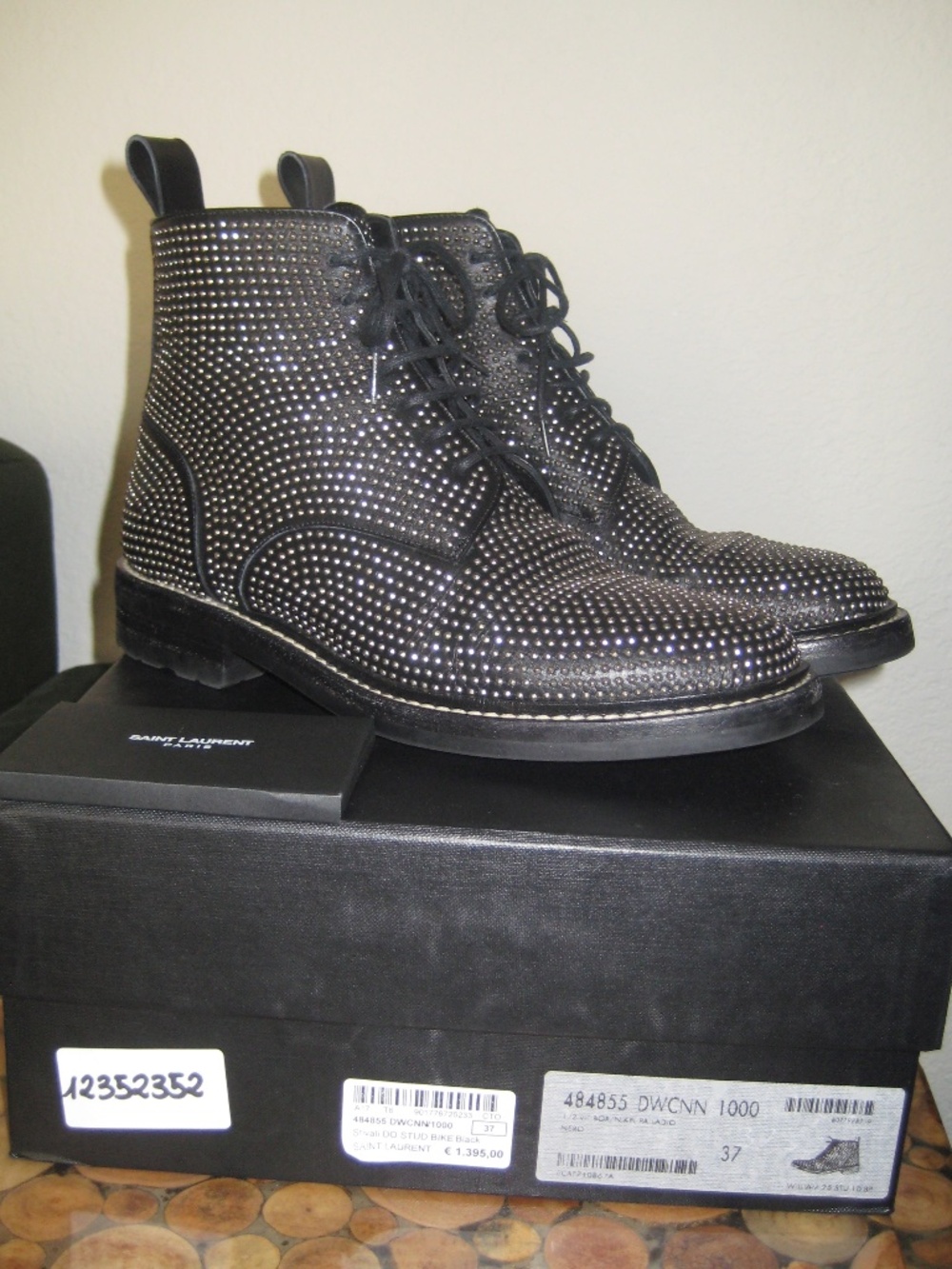 Saint Laurent Studded Lace Up Boot Size 7
